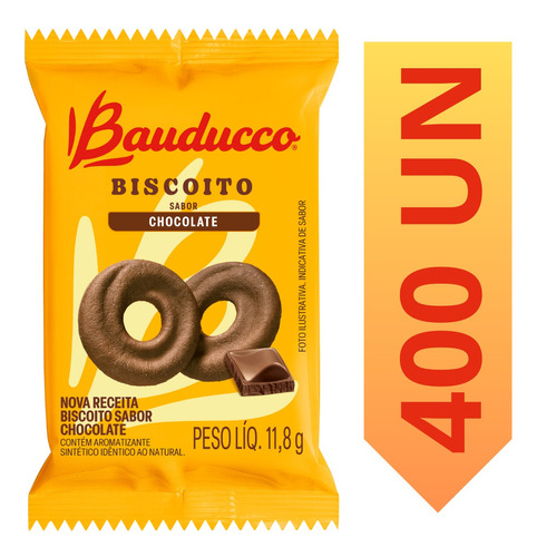 Biscoito Amanteigado Chocolate Bauducco 400 Sachês