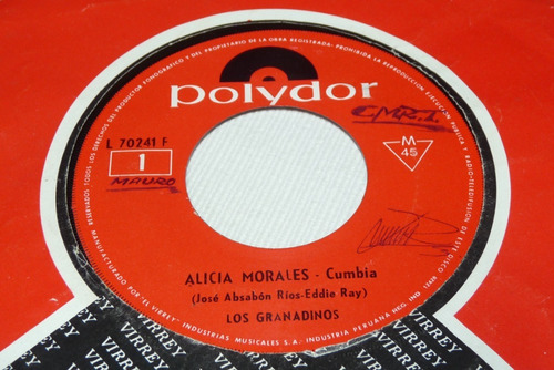 Jch- Los Granadinos Alicia Morales Cumbia 45 Rpm