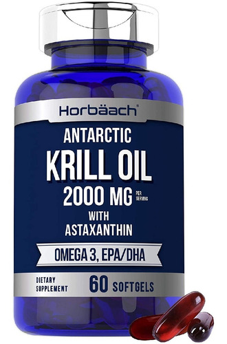 Aceite De Krill Antártico 2000 Mg Horbäach 60 Capsulas