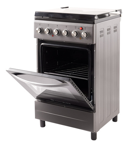 Cocina Electrica Kanji Acero Inoxidable 50cm Luz Horno Grill Tapa De Vidrio Kjh-ekx001v