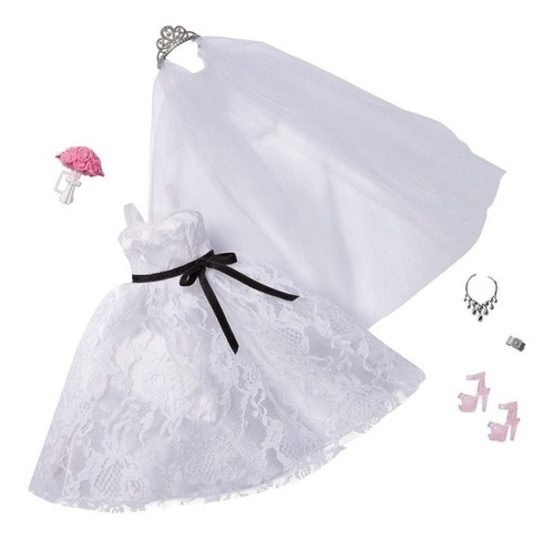 Imagem 1 de 3 de Roupa Acessórios Noiva Boneca Barbie Mattel Ms