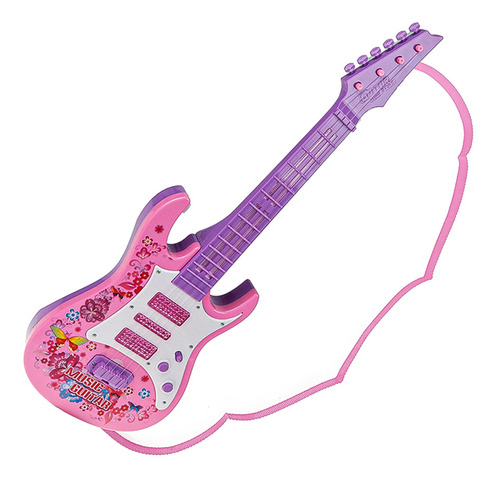 Guitarra Infantil Com Alça Luz E Som Presente Para Meninas