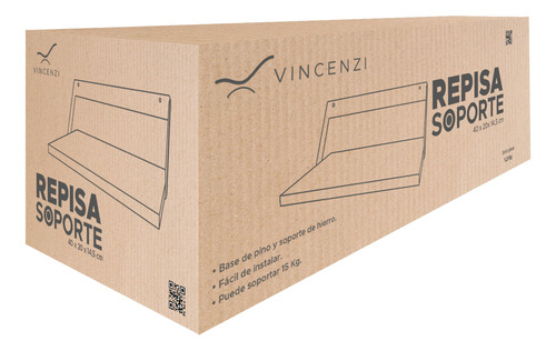 Pack 2 Repisas Soporte Madera Y Hierro 40x20 Cm De Pared