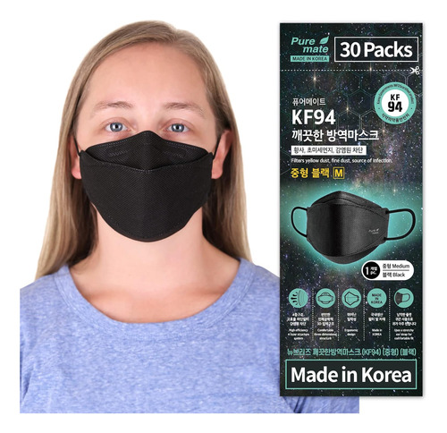 [30 Paquetes Hechos Corea Mascarilla Kf94 Negra Blanca ...