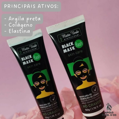 Kit 2 Mascara Removedora De Cravos Black Mask Anti Acne Limpeza Profunda Argila Colágeno Elastina Apolo