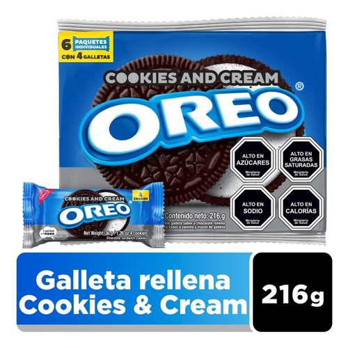 Oreo® Pack Galletas Chocolate Relleno Sabor Cookies & Cream 