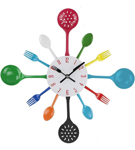 Reloj De Pared Timelike, 16 Cubiertos De Cocina De Metal, Ut