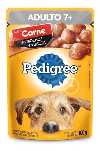 Sachê Pedigree Para Cães Adulto 7+ Carne Ao Molho 100gr