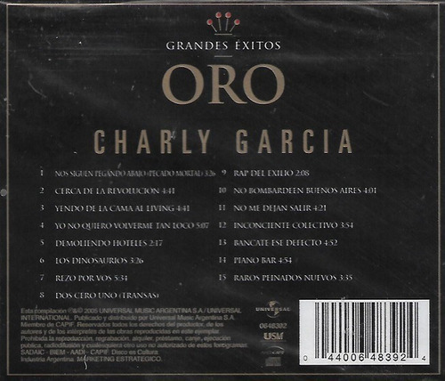 Cd Charly Garcia / Oro Grandes Exitos (2005)