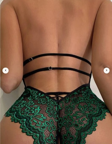Body Con Encaje Floral Arnés Sin Entrepierna