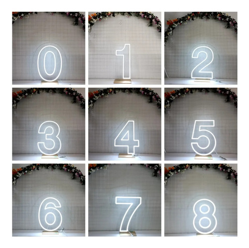 Letrero Led Neon Numero 1 Cifra Blanco Alto 60cm Luminoso