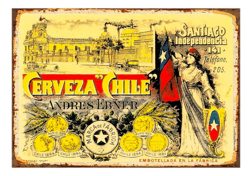 1 Cartel Metalico Conmemorativo Cervezas Andres Ebner 40x28