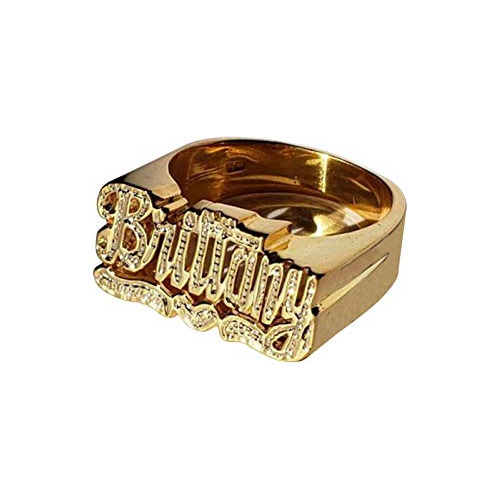 Gemiac Anillo Con Nombre Personalizado Con Corazón Chapado E