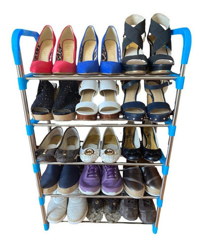 Zapatera 15 Pares Armable 5 Niveles Organizador Rack Zapatos Color Azul