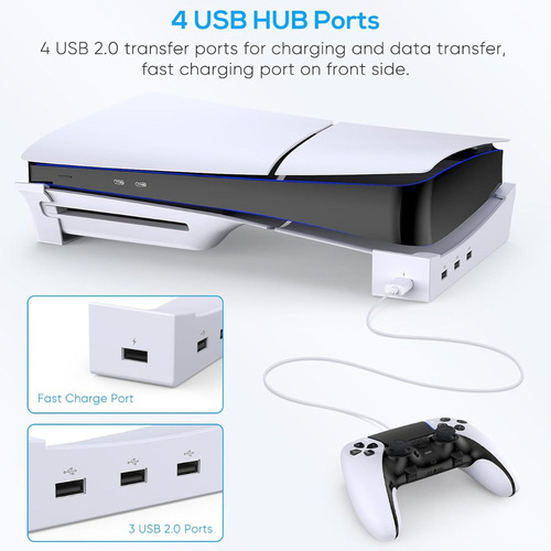 Soporte Horizontal Con 4 Puertos Usb Para Consola Ps5 Slim