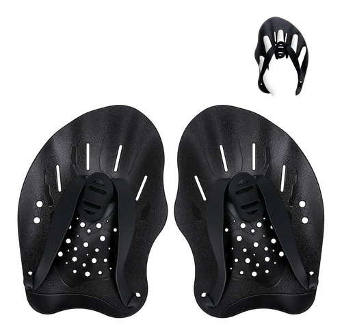 Manoplas Para Natacion, Correa Ajustable - Negro.