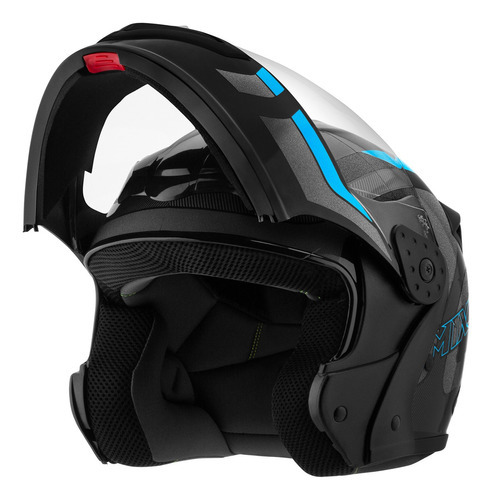 Capacete Robocop Escamoteável Fechado Mixs Gladiator Delta S Cor Cinza/azul brilhante Tamanho do capacete 60