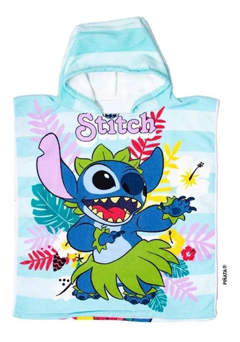 Poncho Toalla Capucha Microfibra Piñata Disney Stitch