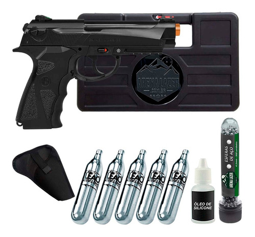 Kit C12 Airgun 4.5mm + 1 Tubete 500un + Coldre Acessórios