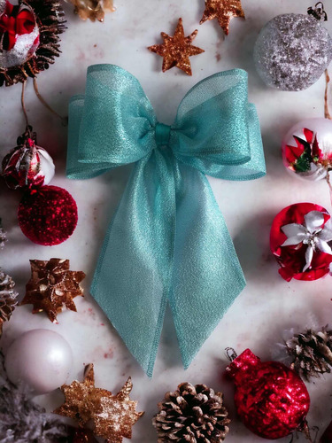 10 Laços Grande Para Árvore De Natal Azul/decoração Natalina