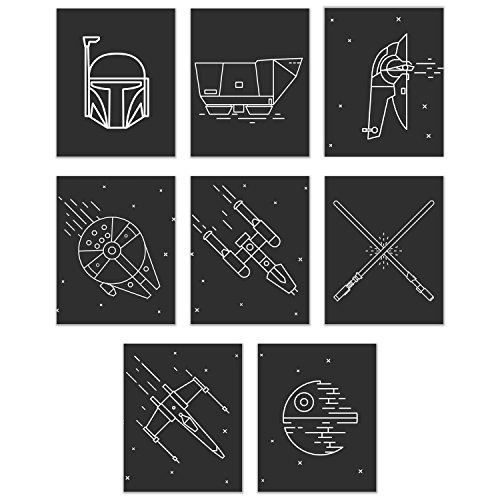 Star Wars Estampas Minimalistas Conjunto De Ocho Iconic De
