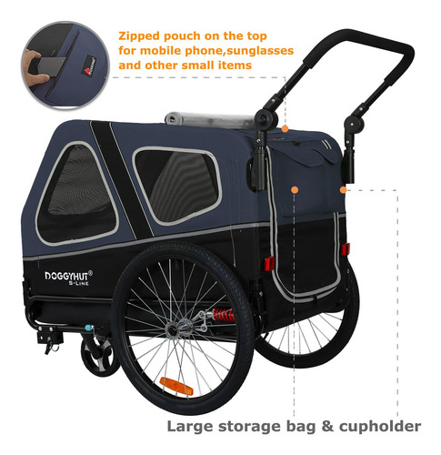 Trailer Transportador De Mascotas Large Hasta 45kg Blue