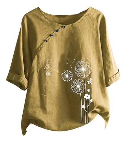 Blusa Manga Corta Boton Floral 385 Para Mujer Estampado Niño