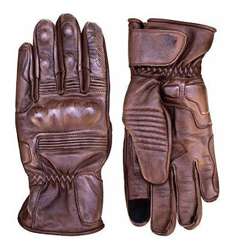 Guantes De Motocicleta De Cuero Premium Marron Para Una Prot