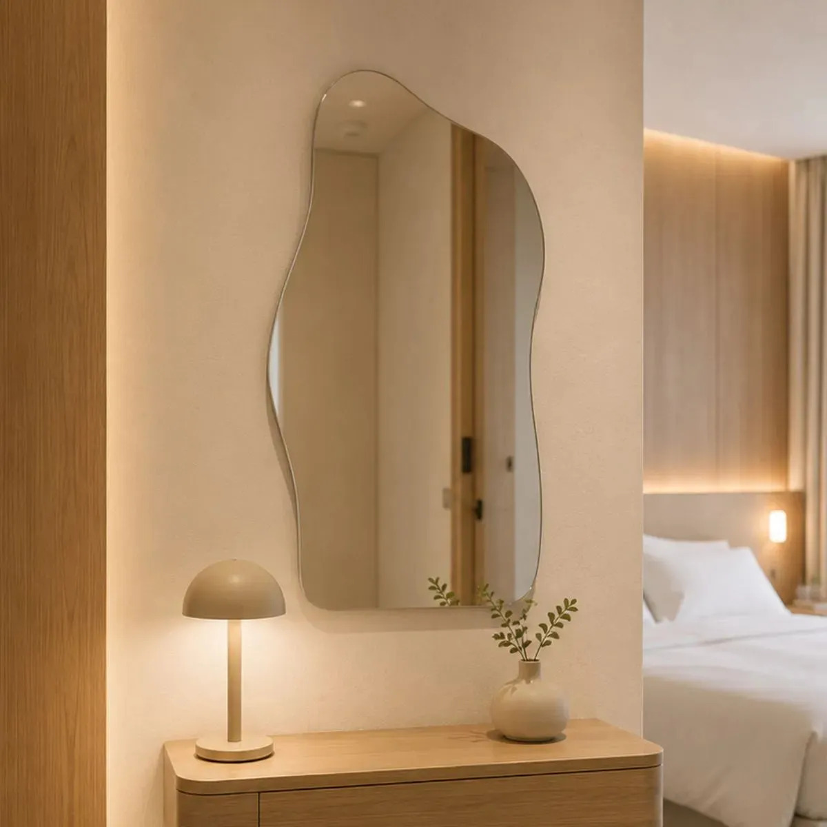 Espelho Orgânico 50cm Decorativo Sem Moldura Lapidado Quarto Maquiagem Pinterest Sala Banheiro Lavabo Estúdio de beleza e Salão de beleza