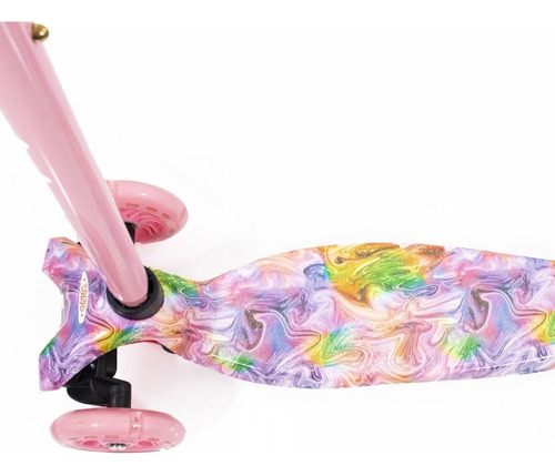 Monopatín De Pie Rainbow Wind Con Protecciones Rosa Bebe