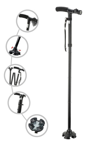 Bastón Plegable Con Luz Led, Bastones Ajustables Y Bastones