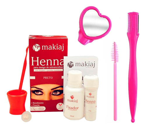 Kit Renna Para Sobrancelhas Makiaj Profissional Navalha Top Cor Preto