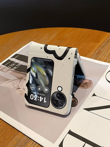 Funda De Negra Con Estampado Floral Para Oppo Find N3 Flip
