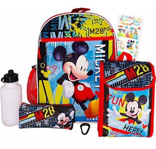 Disney Mickey Mouse Backpack And Lunch Box Set For Kids Boys