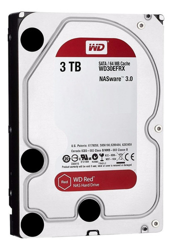 Imagen 3 de 3 de Disco duro interno Western Digital WD Red Plus WD30EFRX 3TB rojo