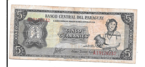 Liquido Billete De Paraguay. 5 Guaraníes