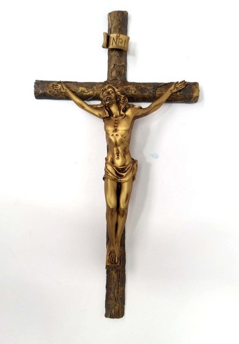 Cristo Crucificado Jesus Crucificado 44x26cm Resina Figart