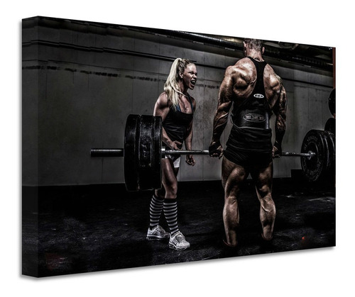 Cuadro Gimnasio Ejercicio Crossfit Canvas Grueso 90x60 Gmh80