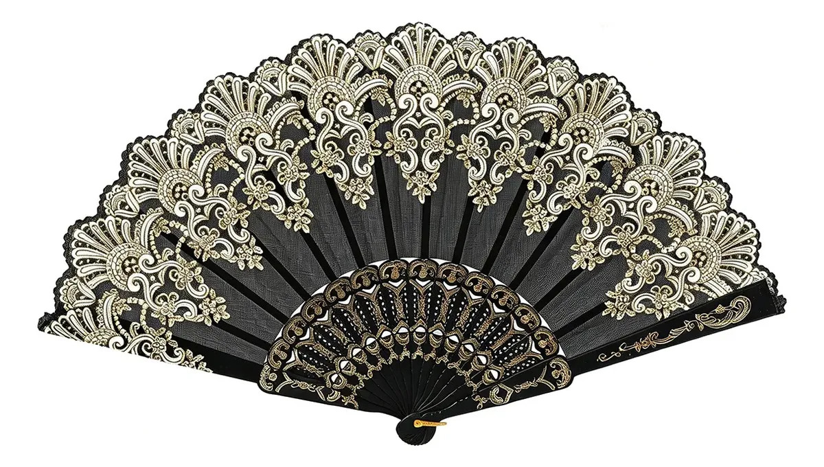 12pcs Abanico De Mano Elegancia Mayoreo Recuerdo Económico Color Negro