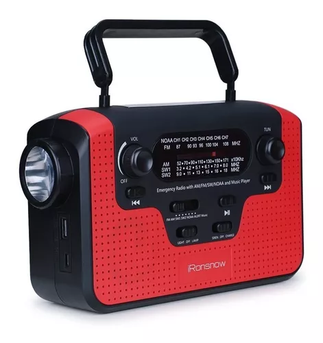 Radio con batería Recargable, Bluetooth, FM/Am / SW1-5, con Linterna, Cable  USB Carga Incluido