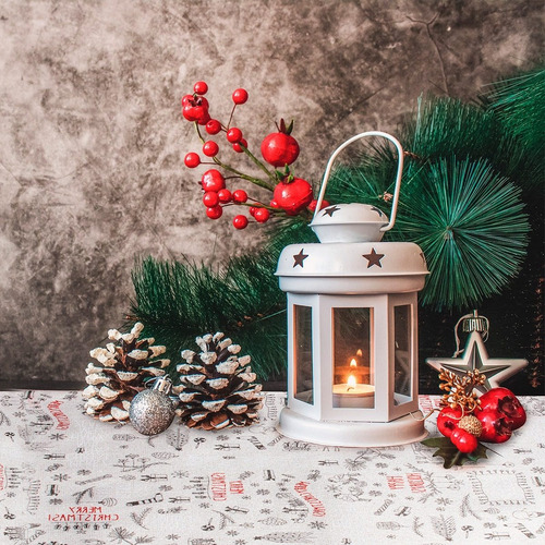 Decoración Navidad Mantel Rectangular Para Mesa Plata 270cm Color Plateado