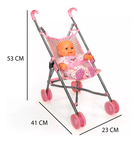 Imagen 2 de 7 de Cochecito Paraguita Metal Muñeca Paseo 1º Calidad Cuby T125c