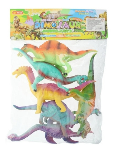 Imagen 7 de 9 de Dinosaurio De Juguete Set De 6 Dinosaurios De Goma 30cm