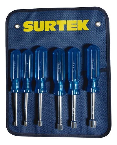 Juego 6 Destornilladores Surtek Azules En Pulgadas D3500 /vc