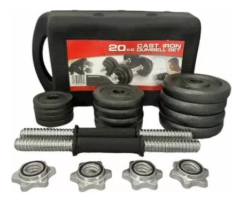 Kit Mancuernas 20kg Discos Pesas  Ejercicio Gym Con Estuche