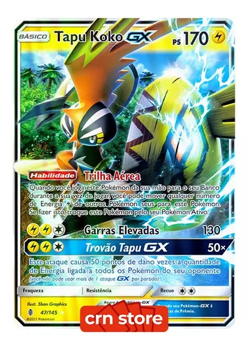 Carta Pokemon Tapu Koko GX Português 47/145 Original Copag