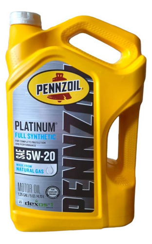 Aceite 5w20 Pennzoil Platinum Full Sintético 4.73 Lts