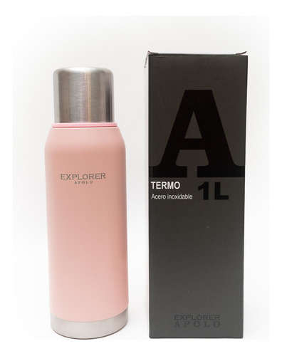 Termo Acero Inoxidable Explorer Pico Cebador 1 Litro 24 Hs Color Rosa