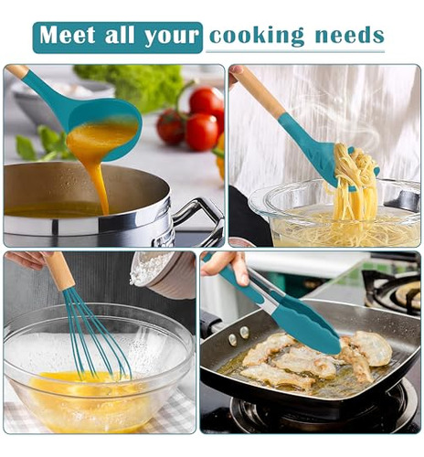 Set De Utensilios De Cocina De Silicona Azul E-far, Juego De