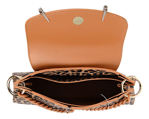 Bolsa Flap Dama Mm Italy A9228-3 Simipiel Cafe Diseño De La Tela Lisa